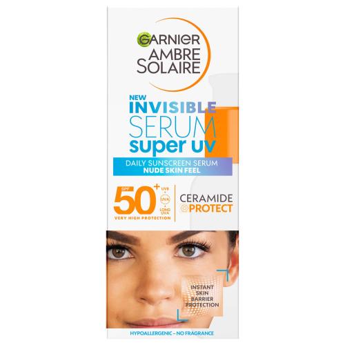 Garnier Anbre Solaire Invisible Serum Super UV Daily Face Sunscreen Spf50+ ​​​​​​​Αντηλιακός Ορός Προσώπου με Πολύ Υψηλή Προστασία, Κατάλληλος για Ευαίσθητες Επιδερμίδες 30ml